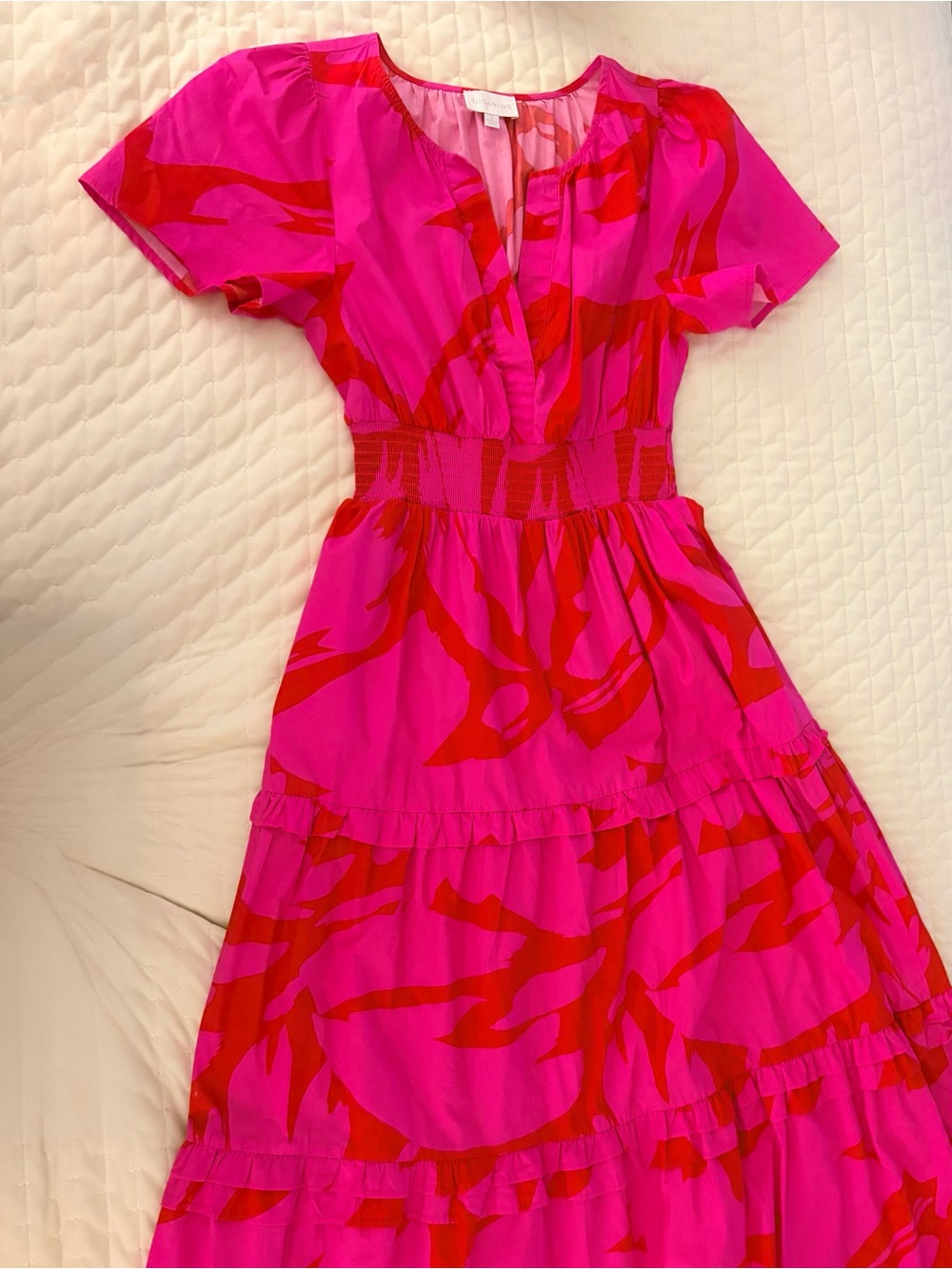 Sugarlips Hot Pink & Red Maxi Dress with Ruffle Sleeves - Picture 4 of 5